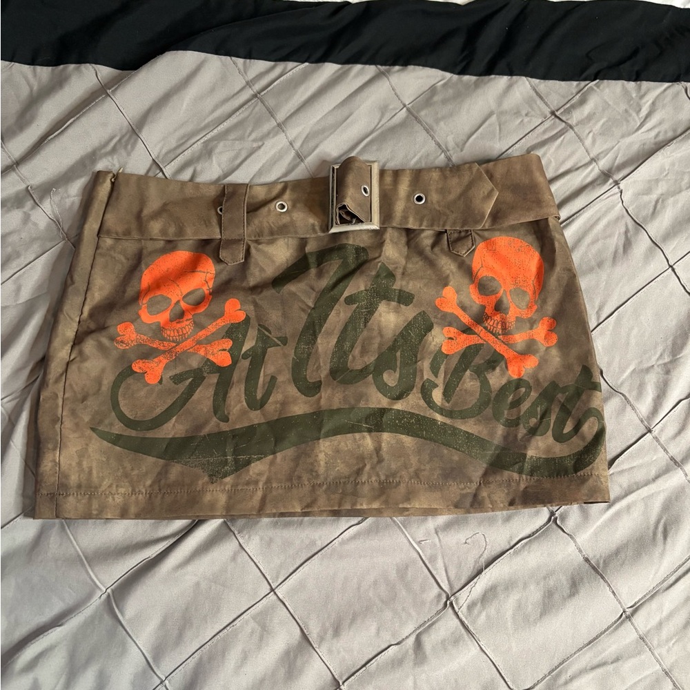 Tan and Orange Skull Skirt